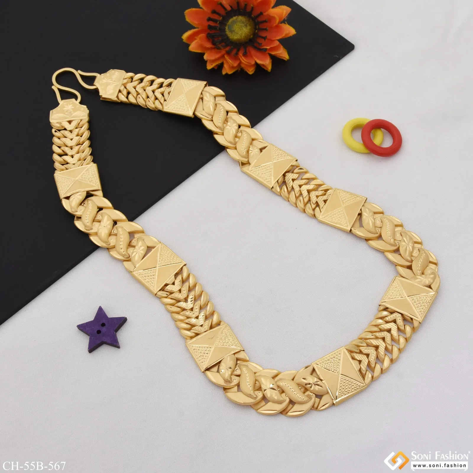 1 Gram Gold Forming 2 In 1 Rajwadi Artisanal Design Gold Plated Chain - Style B567