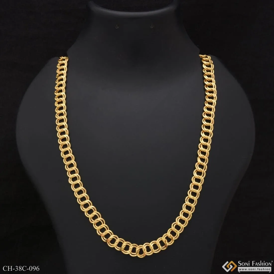 1 Gram Gold Forming Round Linked Finely Detailed Design Chain for Men - Style C096