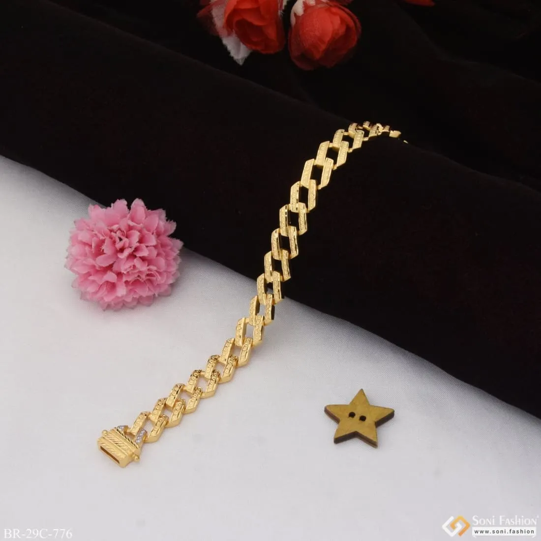 1 Gram Gold Plated Decorative Design Best Quality Bracelet for Men - Style C776