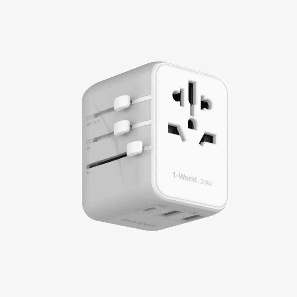 1-World 3-Port Travel Adapter 20W