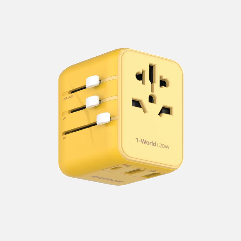 1-World 3-Port Travel Adapter 20W