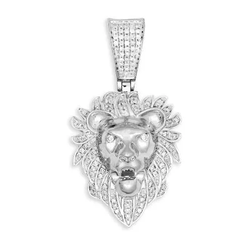 10KW 0.35CTW DIAMOND LION HEAD PENDANT