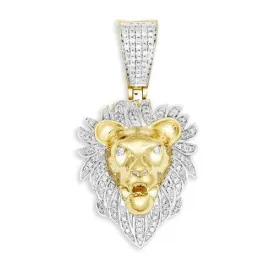 10KY 0.35CTW DIAMOND LION HEAD PENDANT