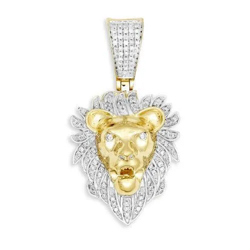 10KY 0.35CTW DIAMOND LION HEAD PENDANT