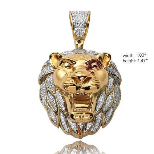 10KY 0.50CTW DIAMOND LION HEAD PENDANT