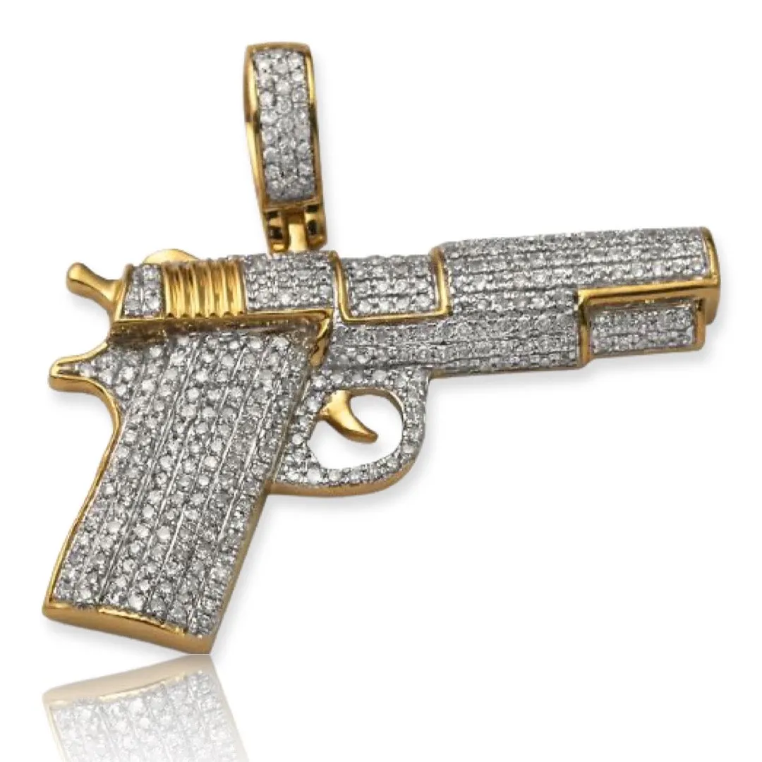 10KY 1.00CTW DIAMOND HANDGUN PENDANT