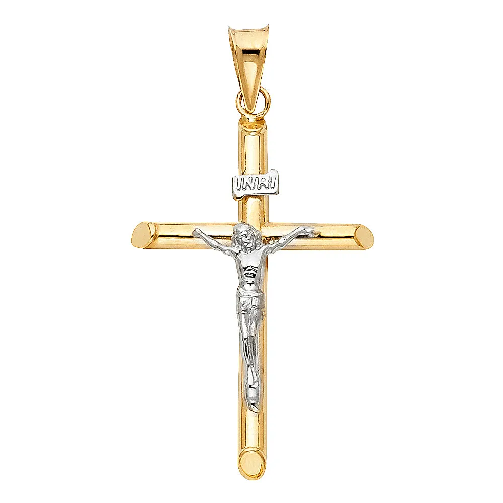 14K Gold Crucifix Cross Religious Pendant