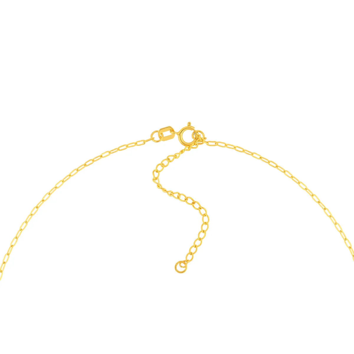 14k Yellow Gold 1.3mm Paperclip Adjustable Choker Chain Necklace with Spring Ring, 15 Inches