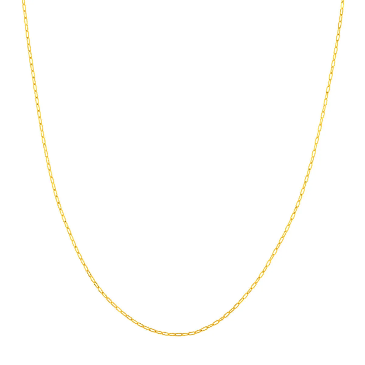 14k Yellow Gold 1.3mm Paperclip Adjustable Choker Chain Necklace with Spring Ring, 15 Inches