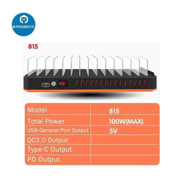 15Port USB Charging Station Organizer Multiple Phone Tablet Laptop