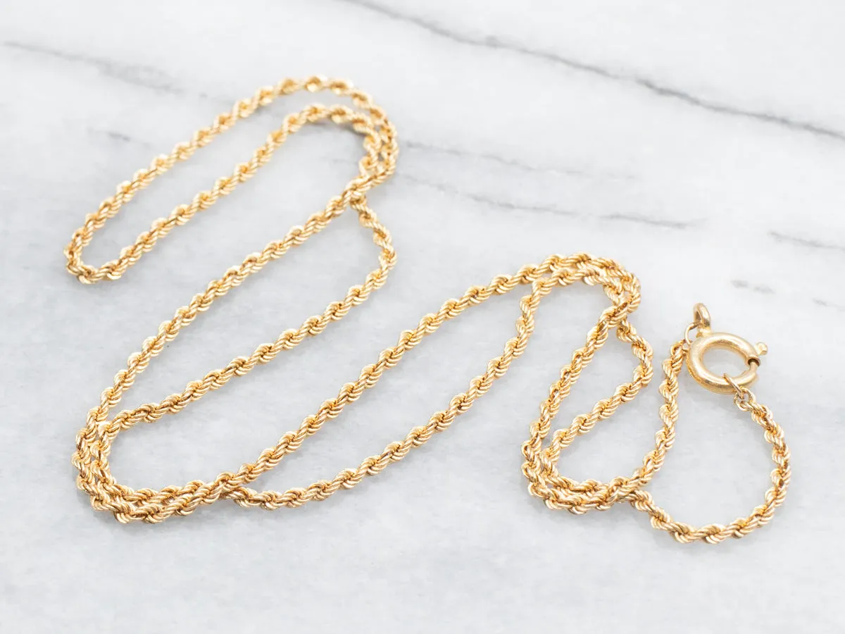 18-Karat Yellow Gold Rope Twist Chain with Spring Ring Clasp