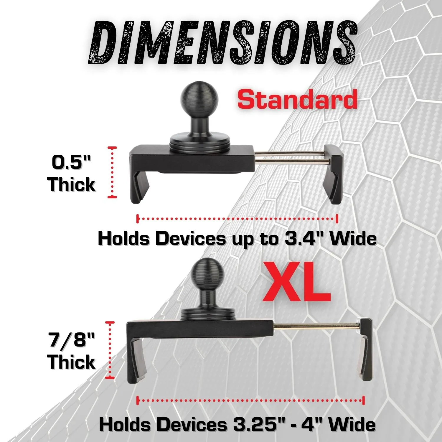 1cm Mounting Arm and XL Universal Phone Mount Holder Combo - BASE NOT INCLUDED