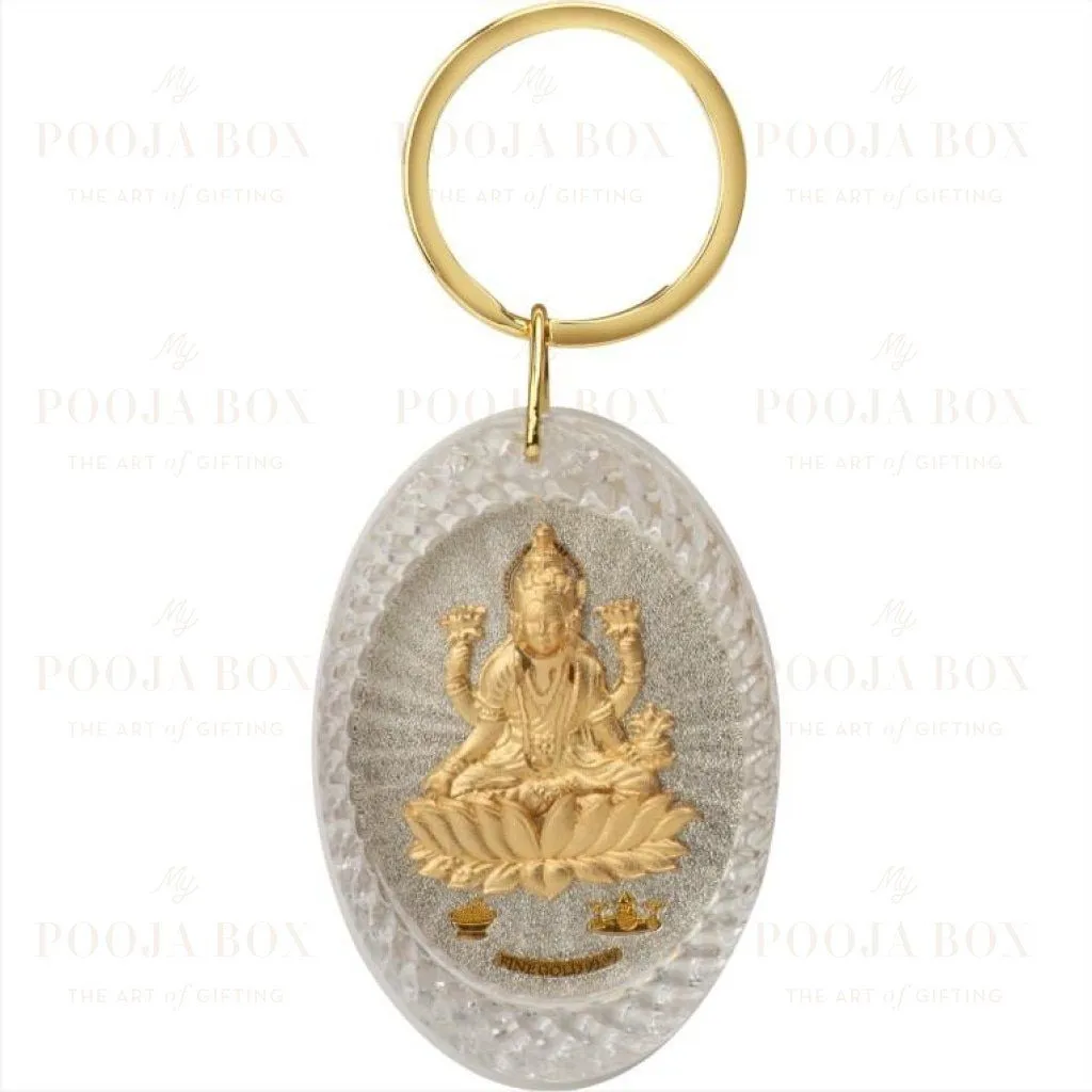 24K Gold Foil Laxmi Oval Keychain