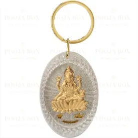 24K Gold Foil Laxmi Oval Keychain