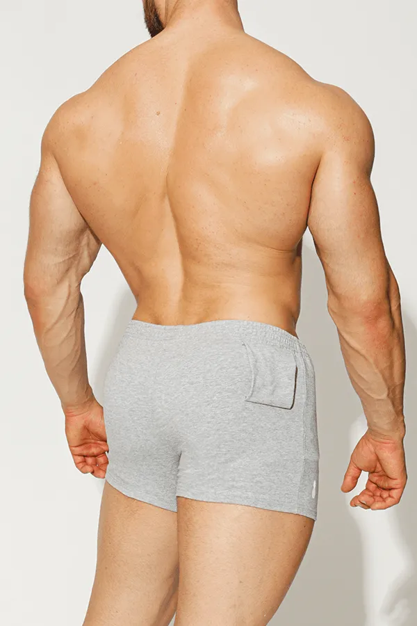 2.5" Cotton Short Shorts With Towel-Holder-Loop - Fog Grey