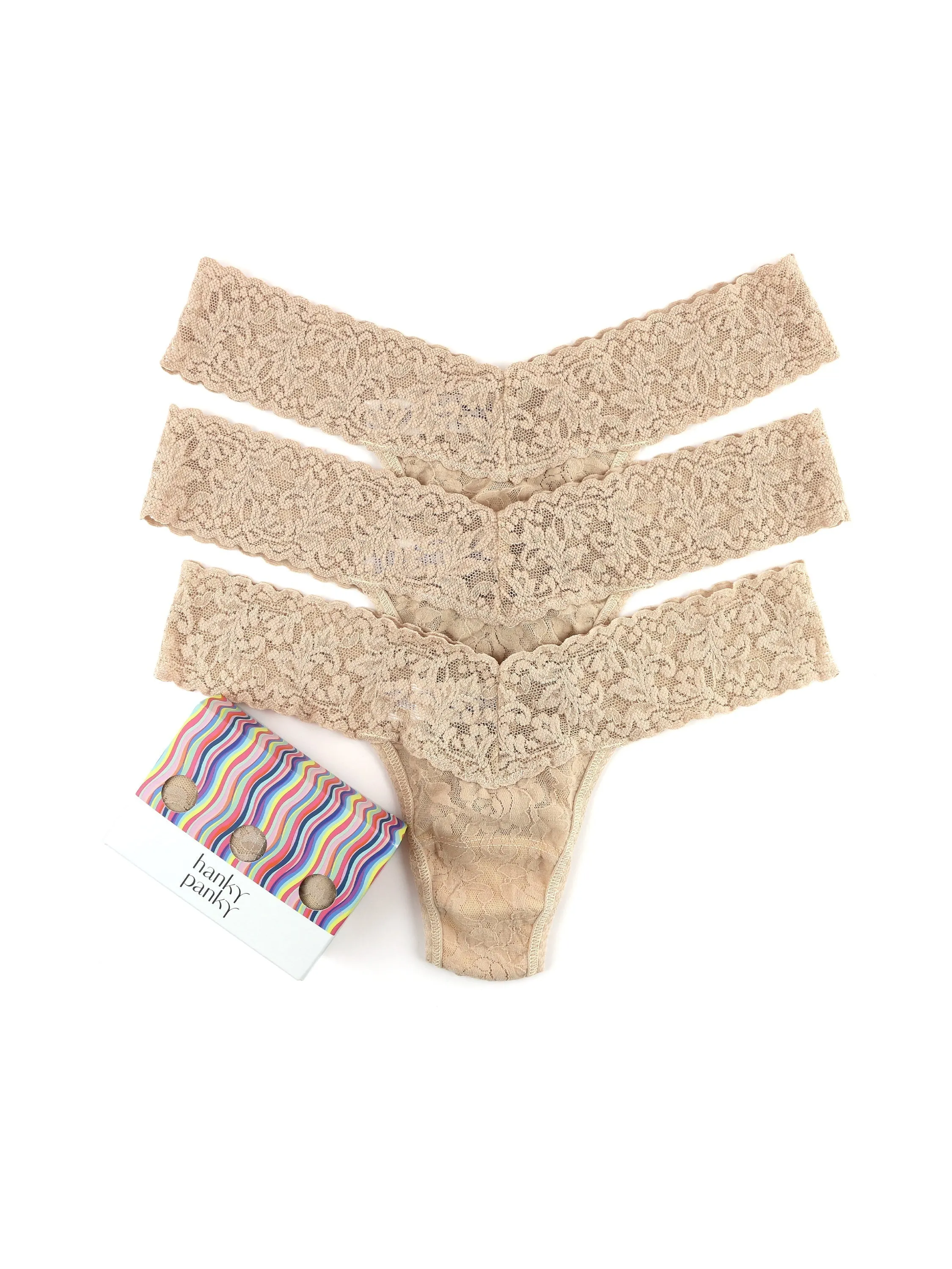 3 Pack Low Rise Thongs Chai