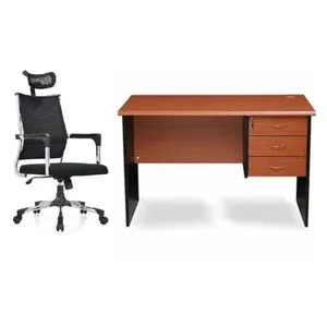 4 feet Office Table - BLKL  Mesh Swivel Chair