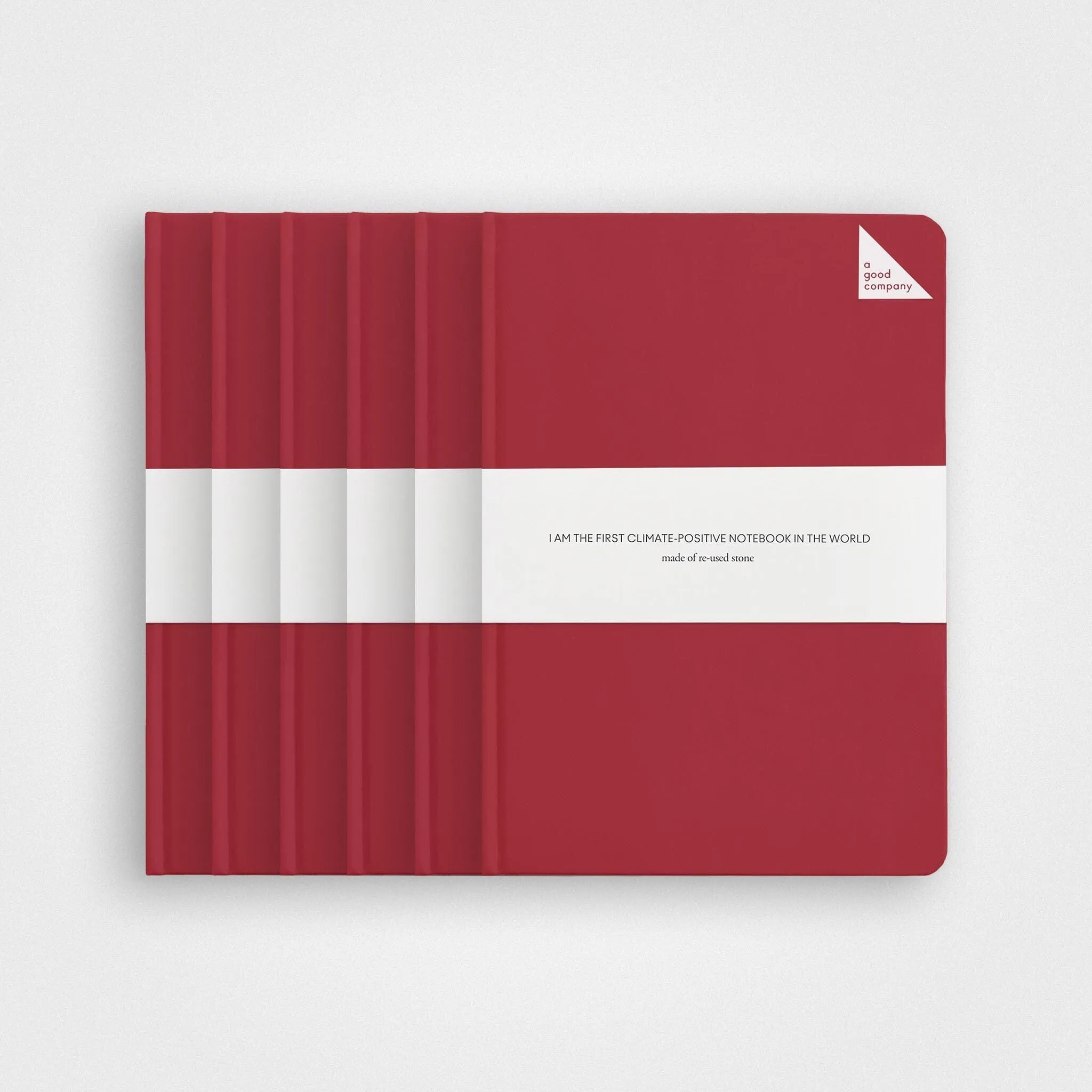 6 Pack Stone Paper Notebook Set︱A5 Hardcover, Pomegranate red