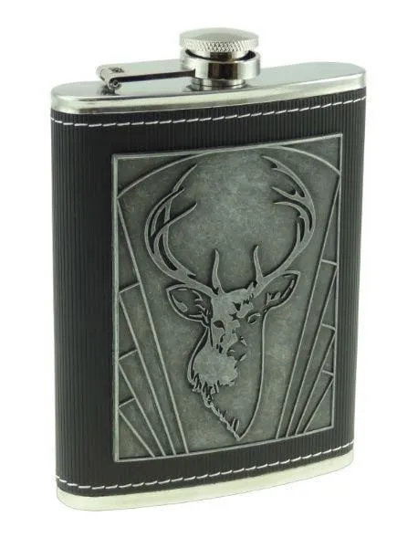 8oz Embossed Stag Hip Flask