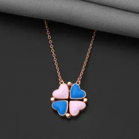 92.5 Sterling Silver Bright Blue Pink Adaptable Chain With Rose Gold Polish