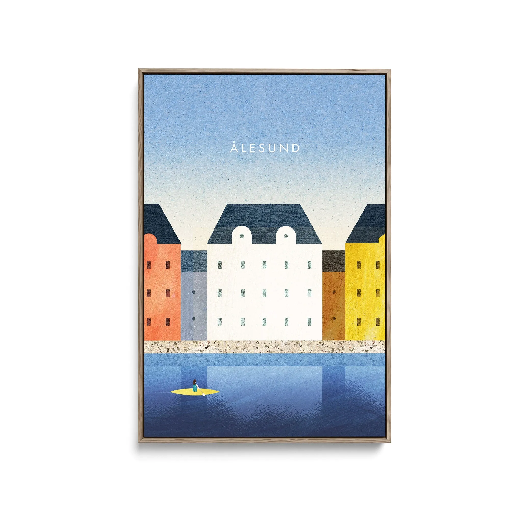 Aalesund by Henry Rivers - Stretched Canvas Print or Framed Fine Art Print - Artwork- Vintage Inspired Travel Poster