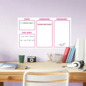 Agenda Organizer: Kid Pink - Removable Dry Erase Vinyl Decal