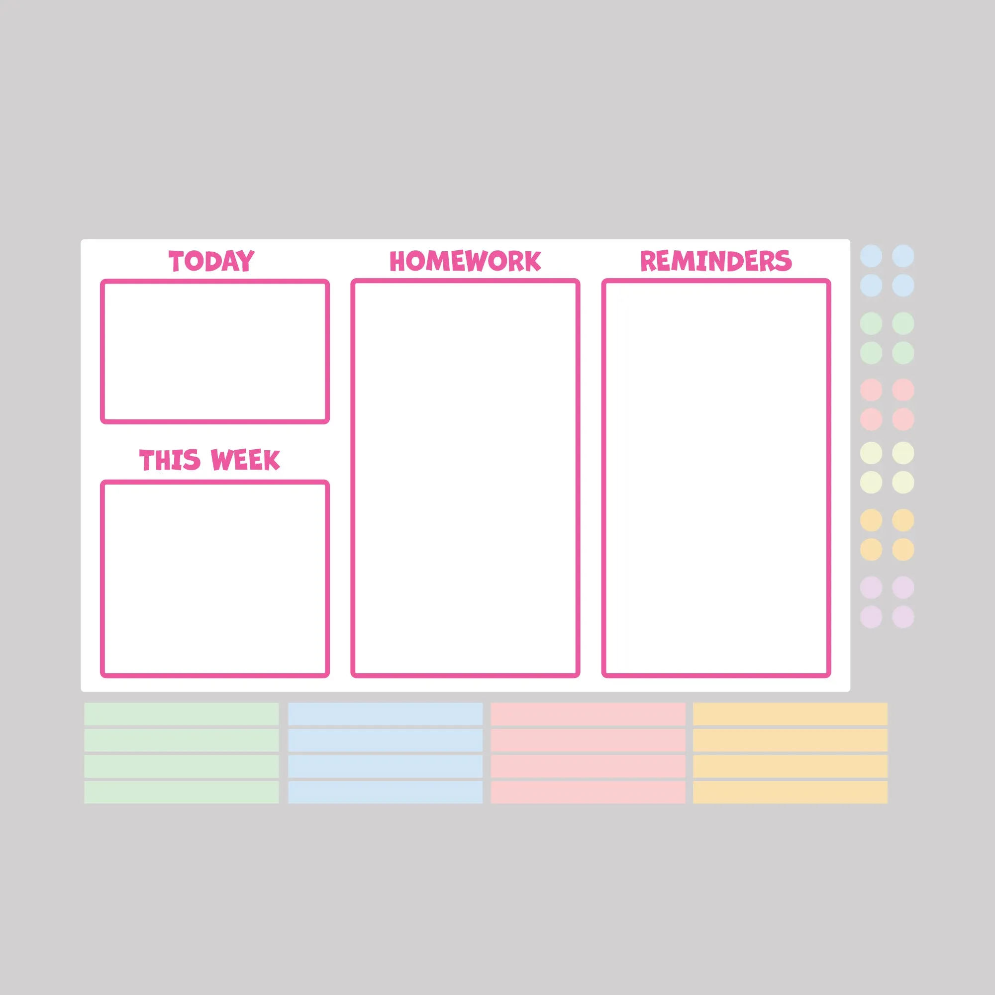 Agenda Organizer: Kid Pink - Removable Dry Erase Vinyl Decal