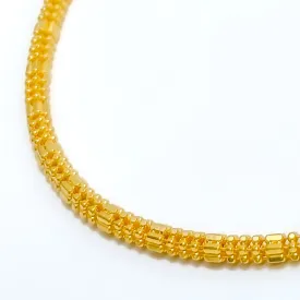 Alternating Hollow 22k Gold Bead Chain - 18"