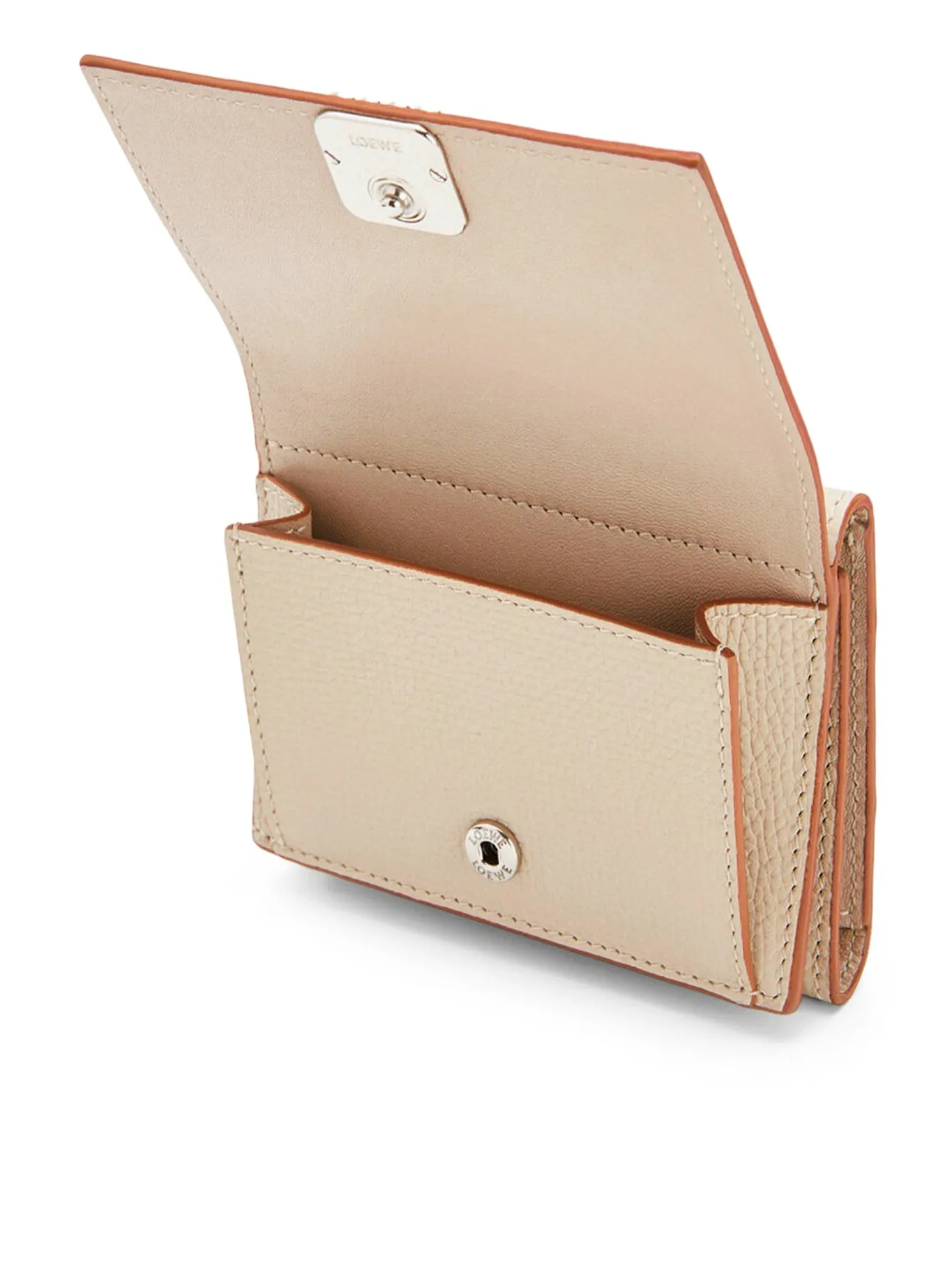 Anagram trifold wallet in pebble grain calfskin