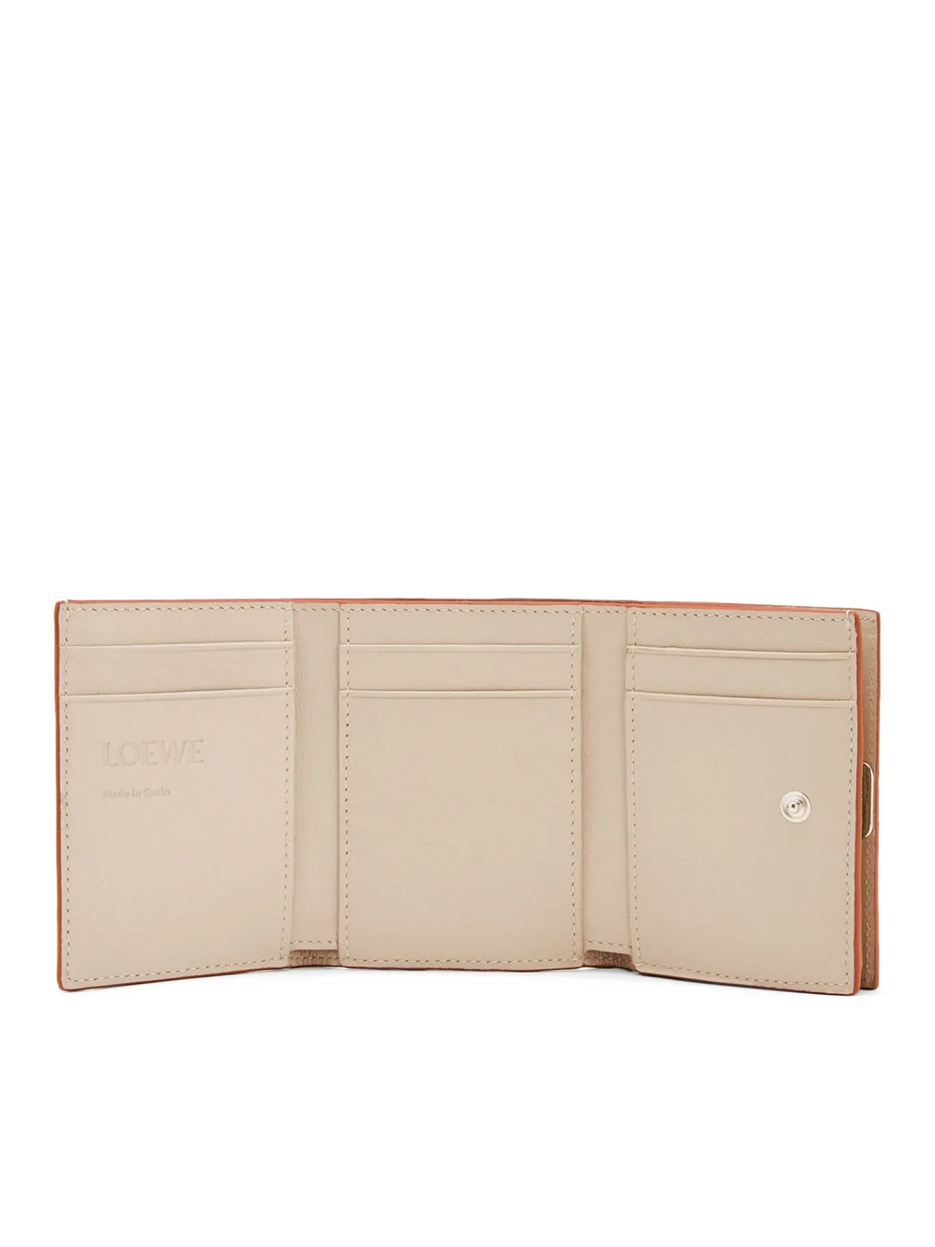 Anagram trifold wallet in pebble grain calfskin