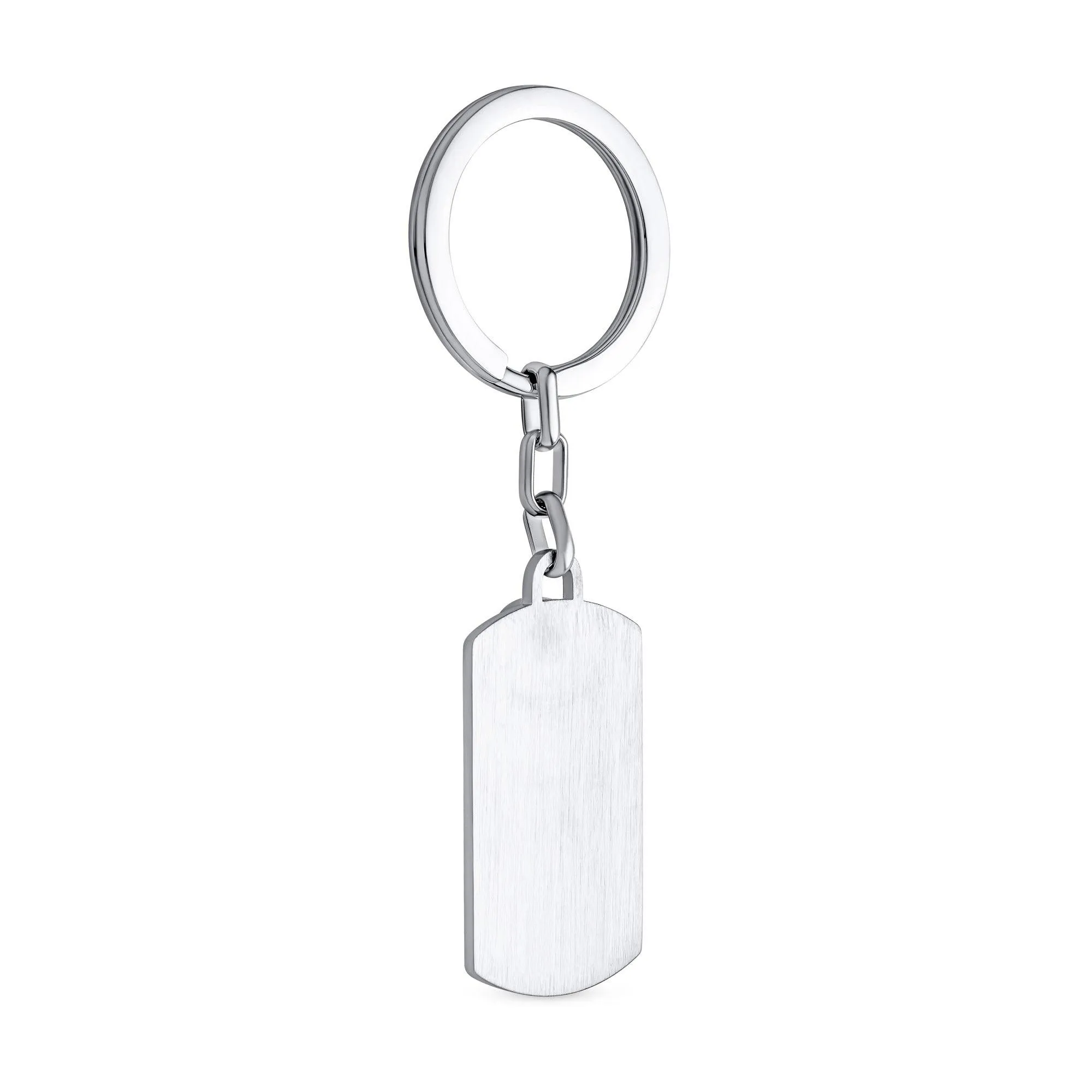 Angel Wing Feather Dog Tag Keychain Key Ring Holder Stainless Steel