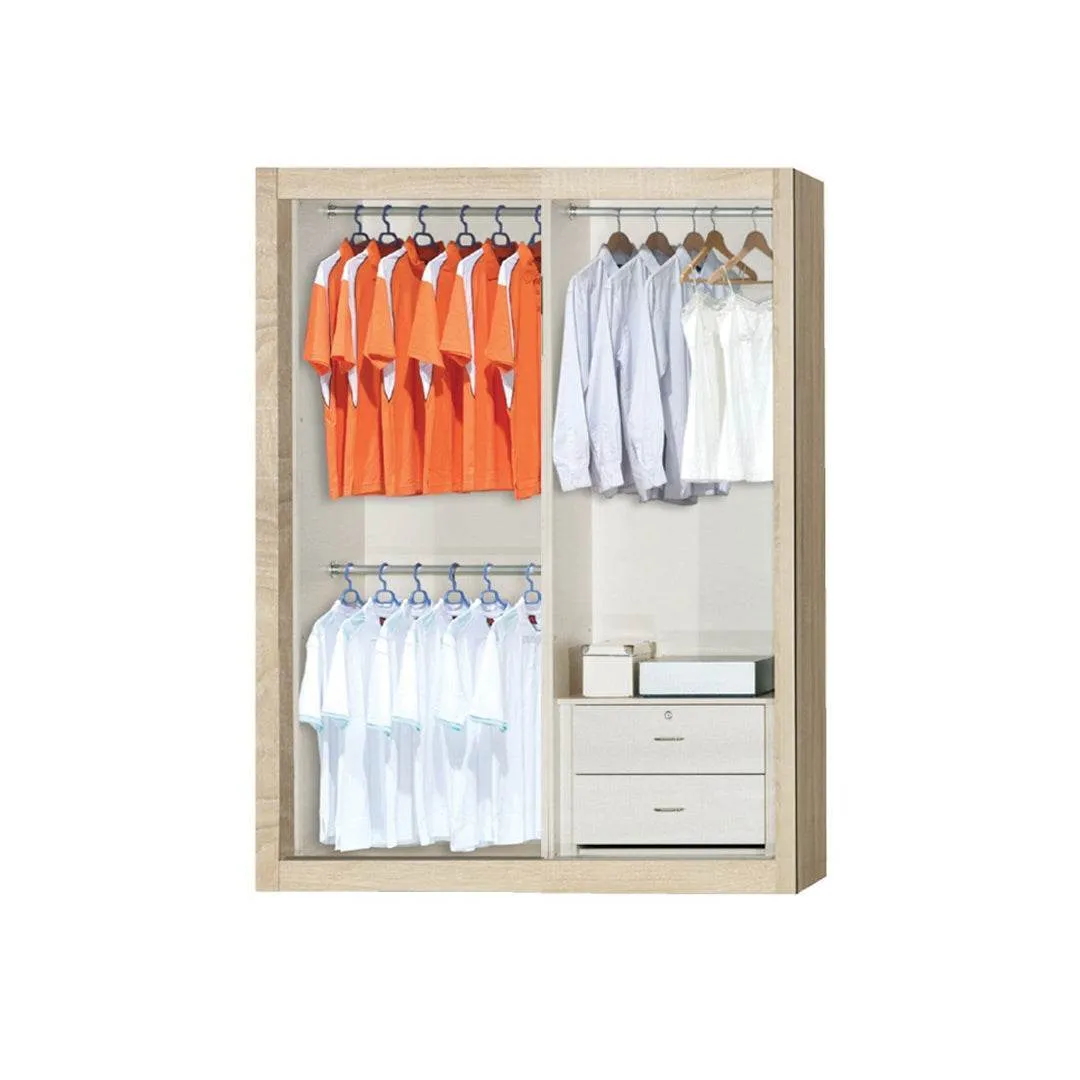 Angelina Modular Wardrobe (Light Oak with Frosted Glass)