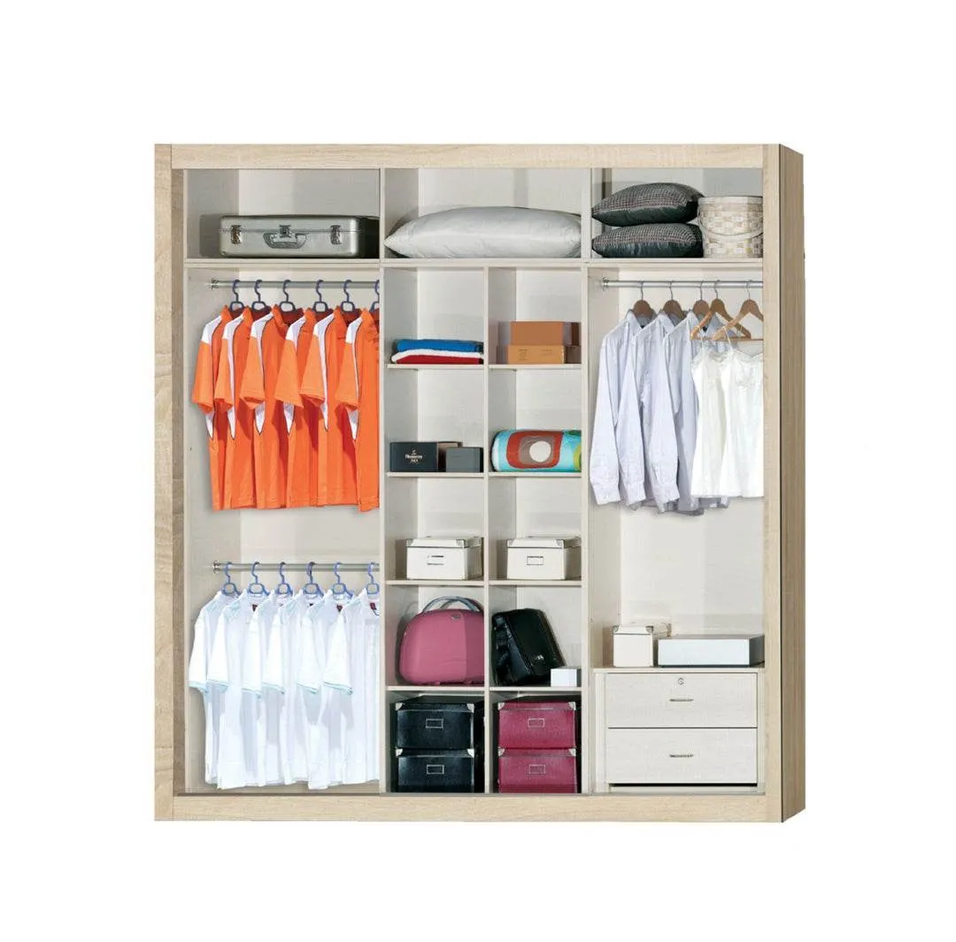 Angelina Modular Wardrobe (Light Oak with Frosted Glass)