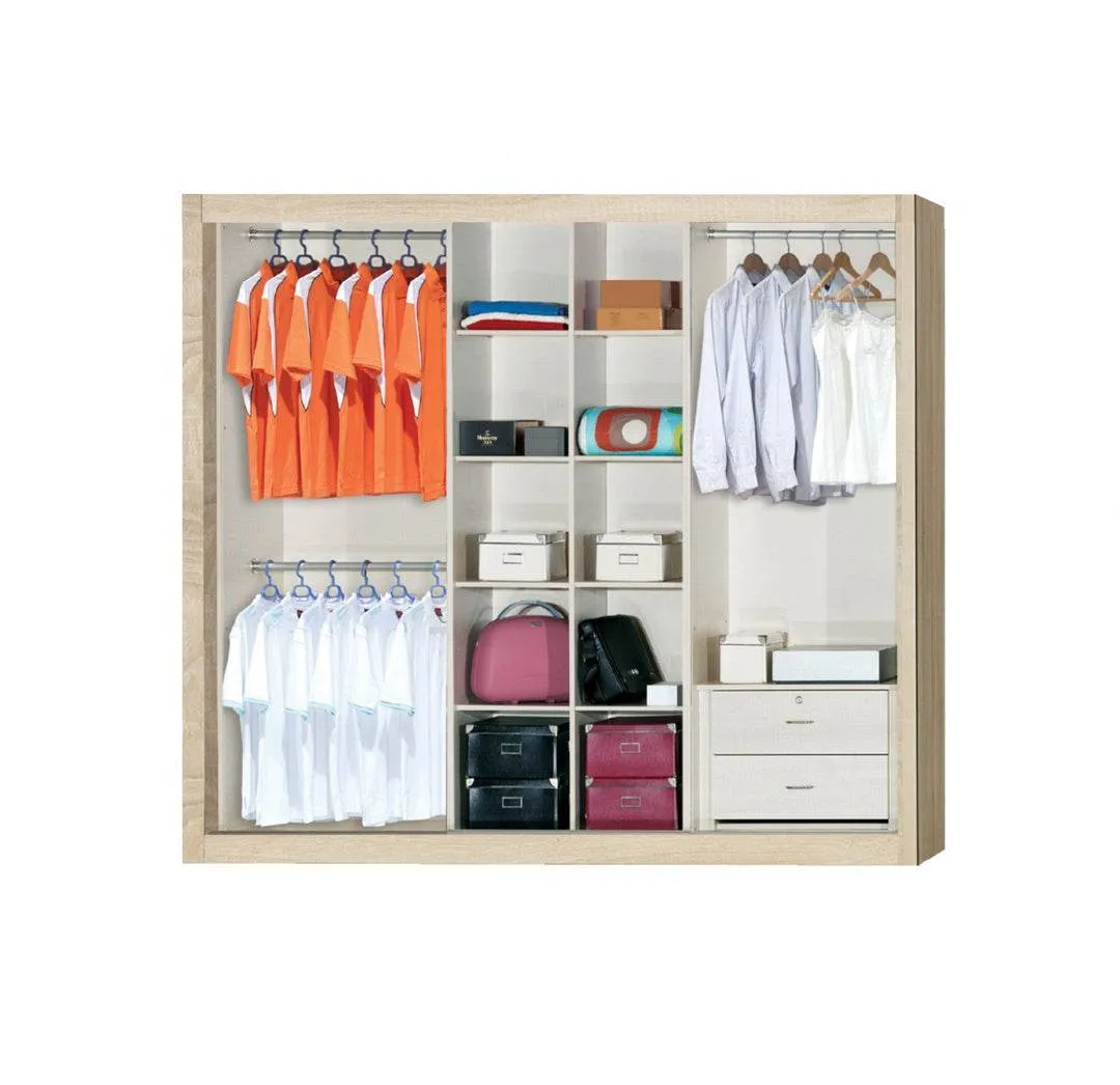 Angelina Modular Wardrobe (Light Oak with Frosted Glass)