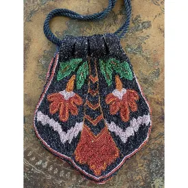 Antique 1920s Beaded Bag Made in France Colorful Floral Deco Evening Purse