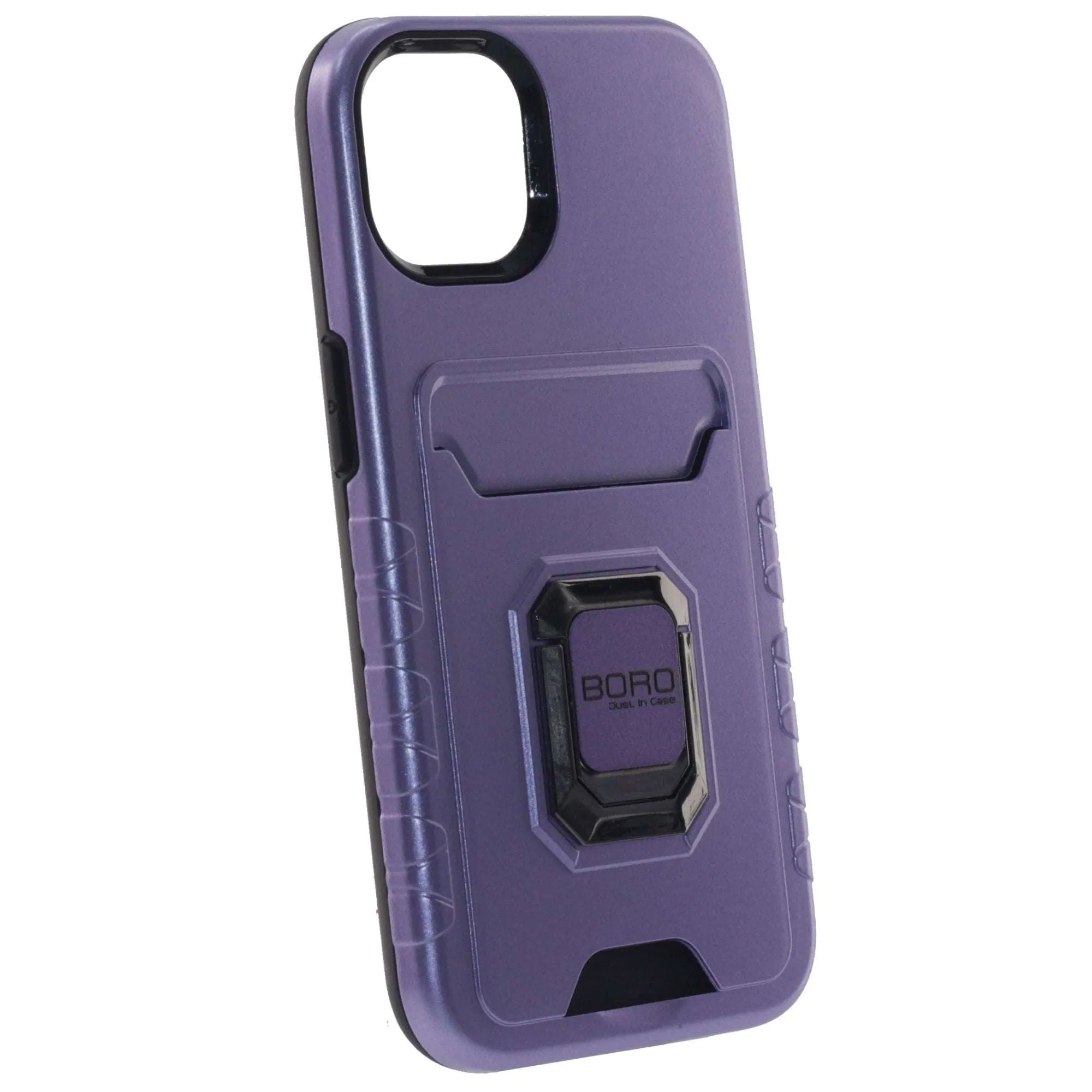 Apple iPhone 11 Case (BORO) Magnetic Ring Armor Case with Card Holder, Color Purple