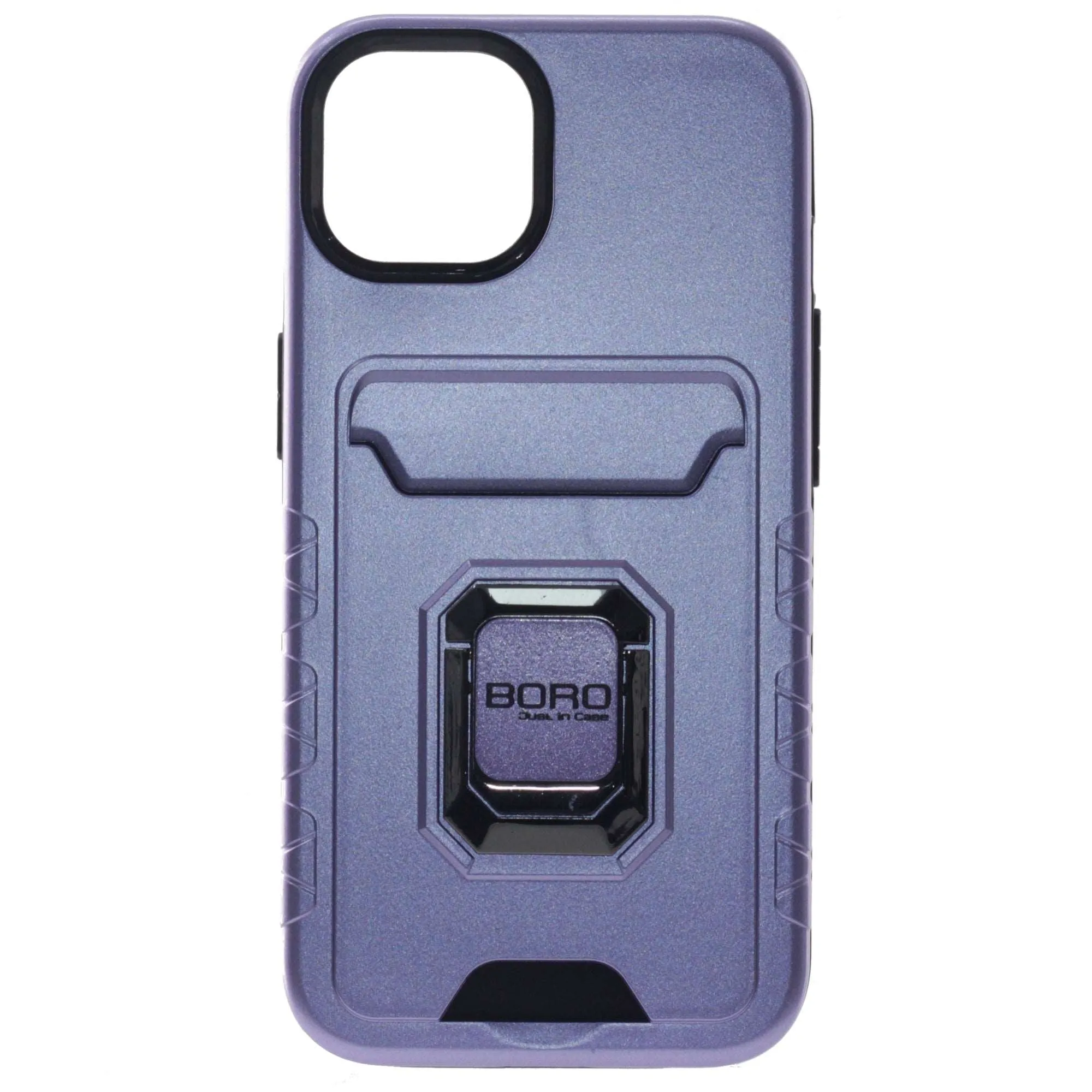 Apple iPhone 11 Case (BORO) Magnetic Ring Armor Case with Card Holder, Color Purple