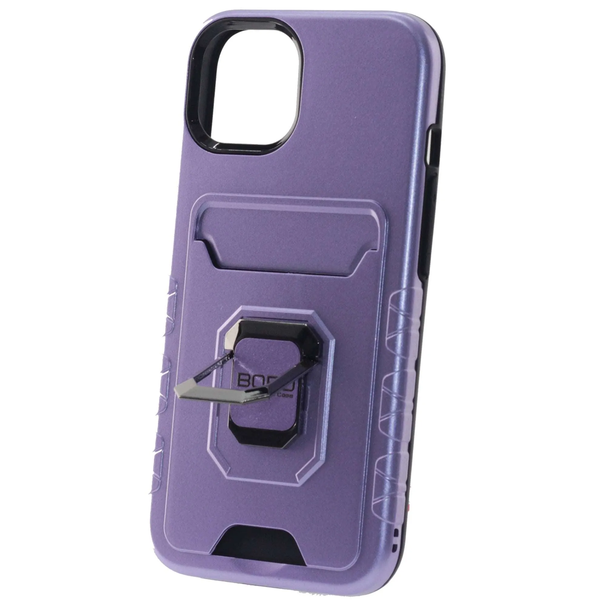 Apple iPhone 11 Case (BORO) Magnetic Ring Armor Case with Card Holder, Color Purple