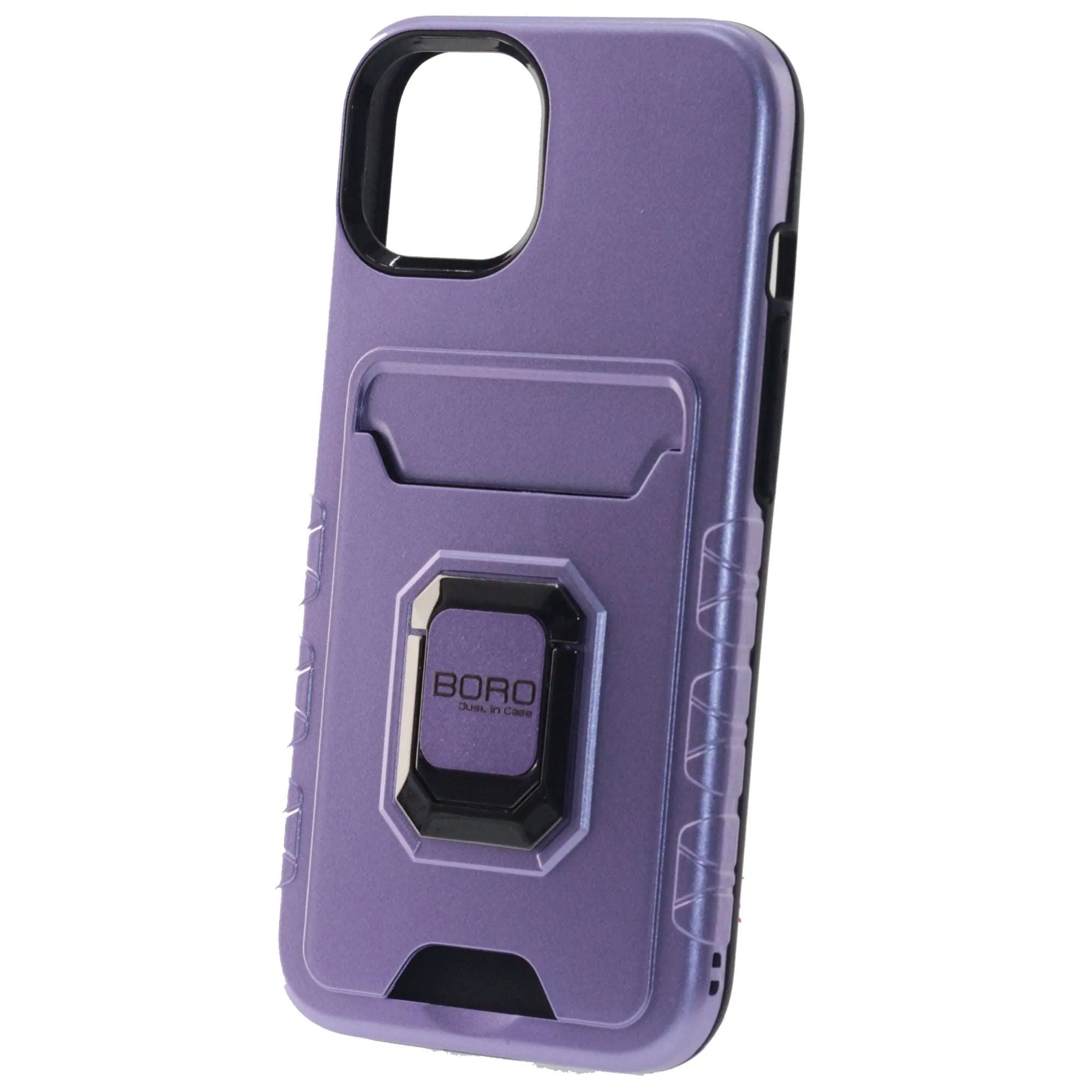 Apple iPhone 11 Case (BORO) Magnetic Ring Armor Case with Card Holder, Color Purple