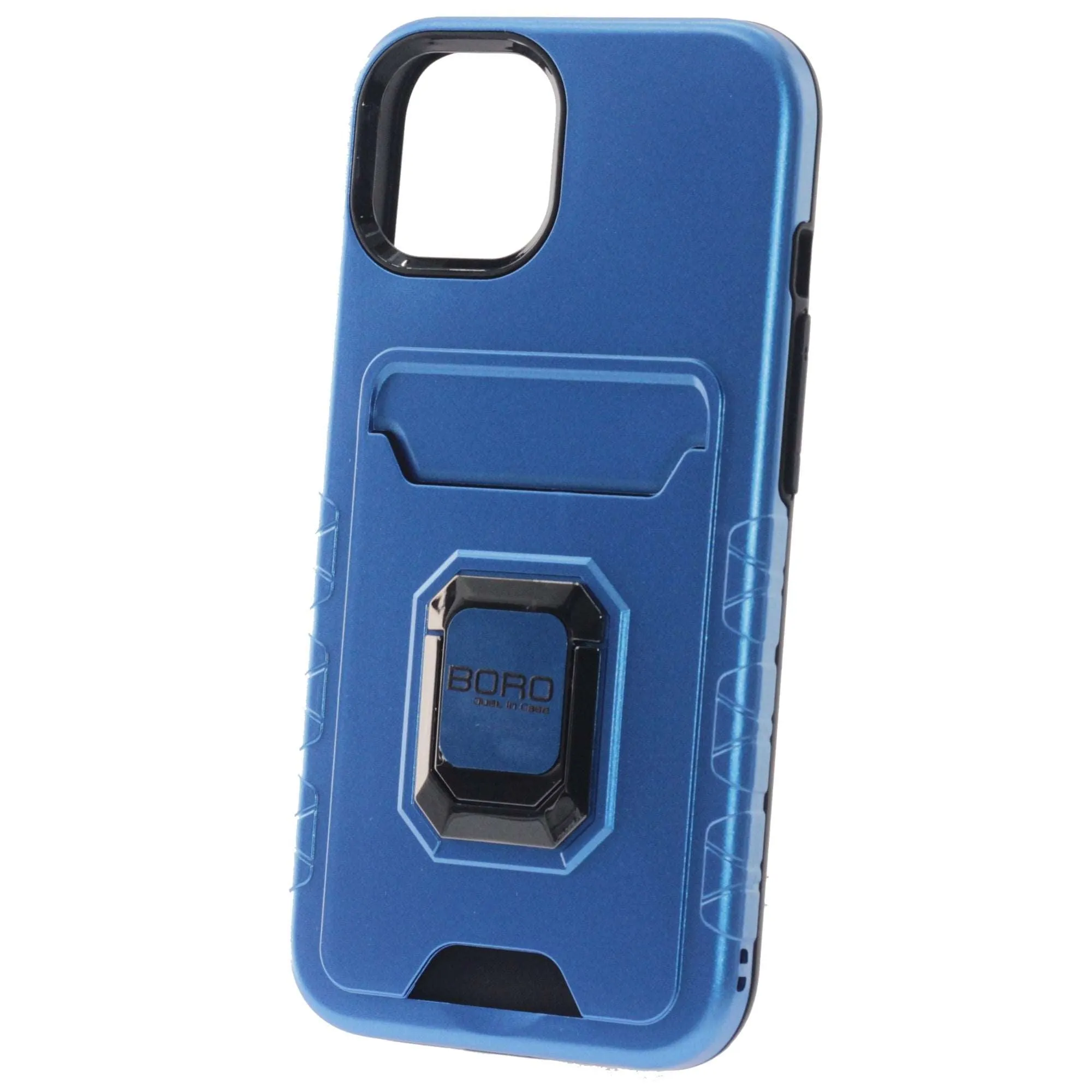 Apple iPhone 11 Pro Max Case, (BORO) Magnetic Ring Armor Case with Card Holder, Color Blue