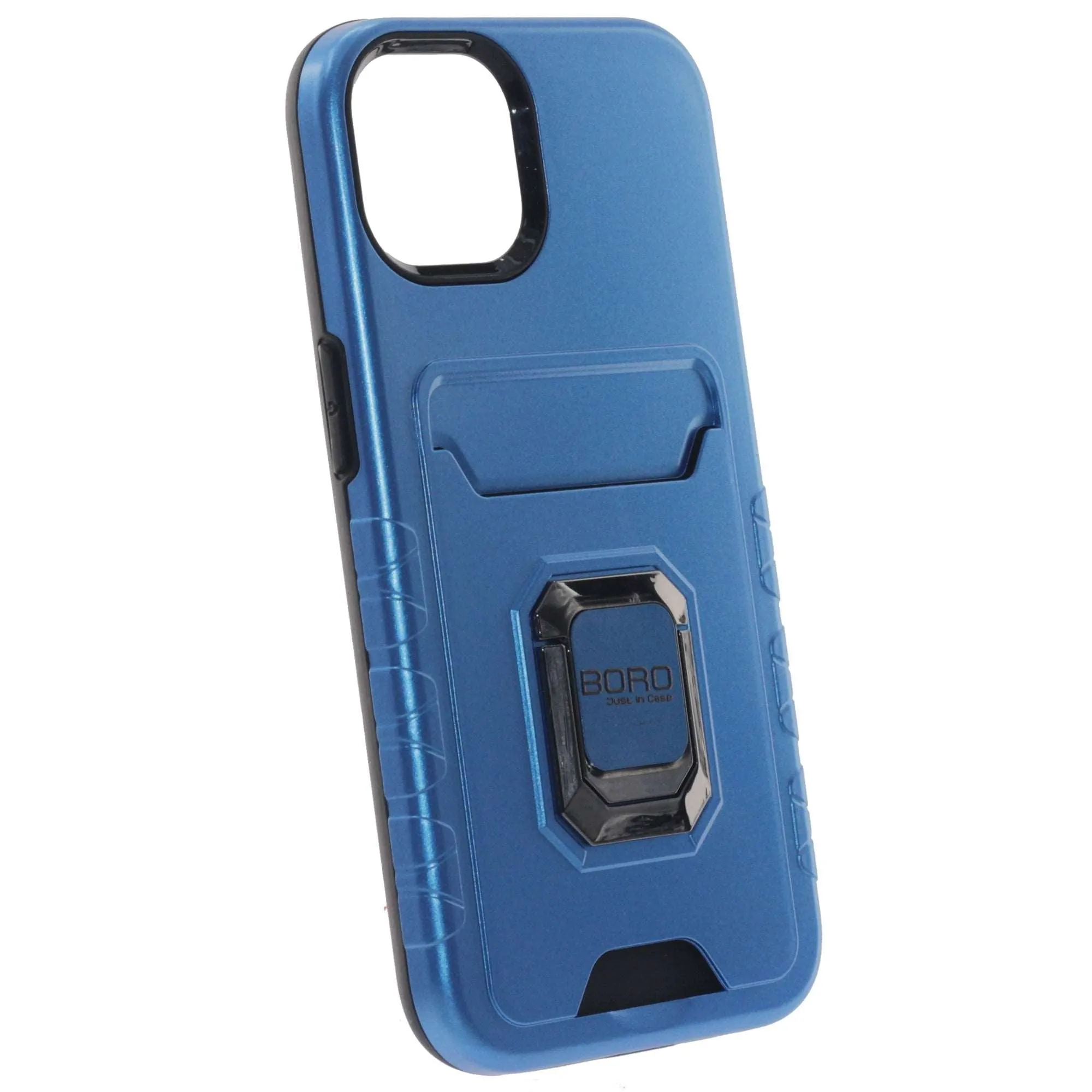 Apple iPhone 11 Pro Max Case, (BORO) Magnetic Ring Armor Case with Card Holder, Color Blue