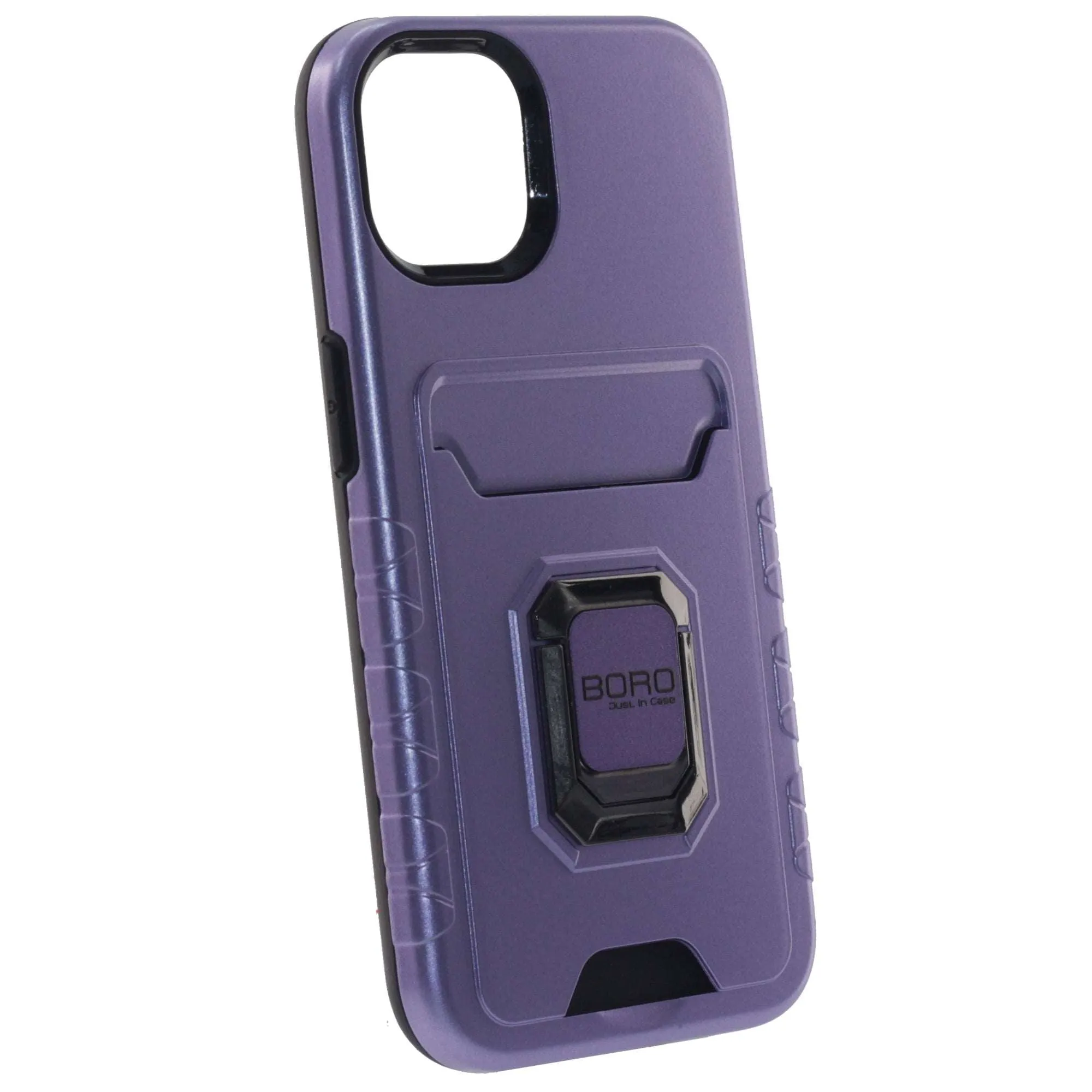 Apple iPhone 13 Mini Case, (BORO)  Magnetic Ring Armor Case with Card Holder, Color Purple