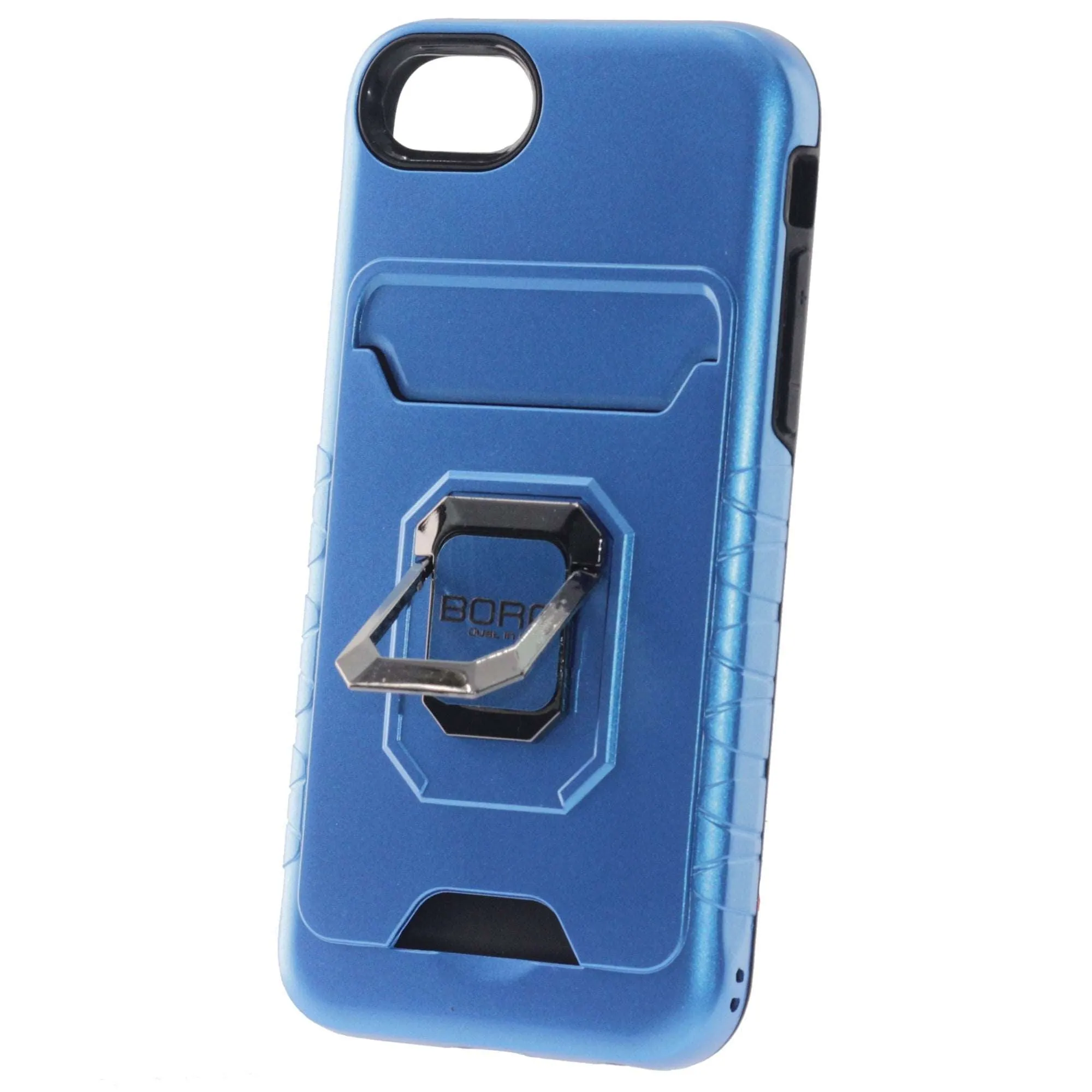 Apple iPhone 6/7/8/Plus Case, (BORO) Magnetic Ring Armor Case with Card Holder, Color Blue