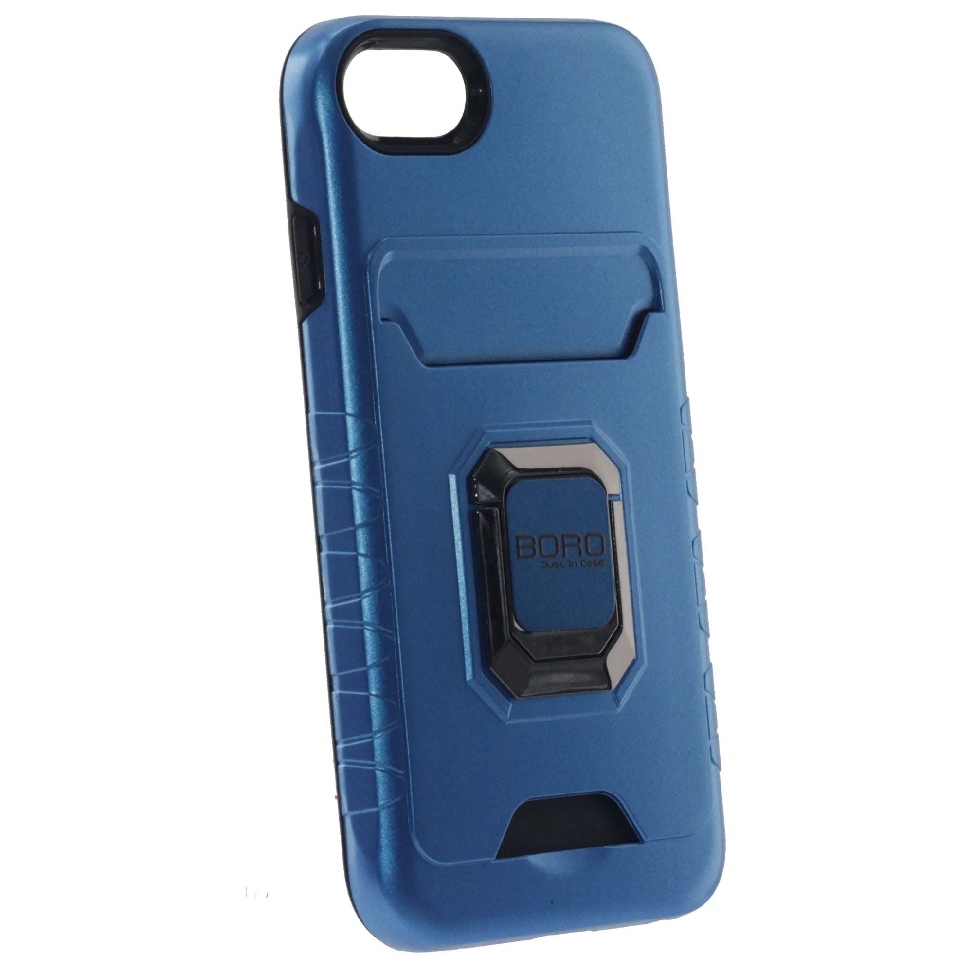 Apple iPhone 6/7/8/Plus Case, (BORO) Magnetic Ring Armor Case with Card Holder, Color Blue