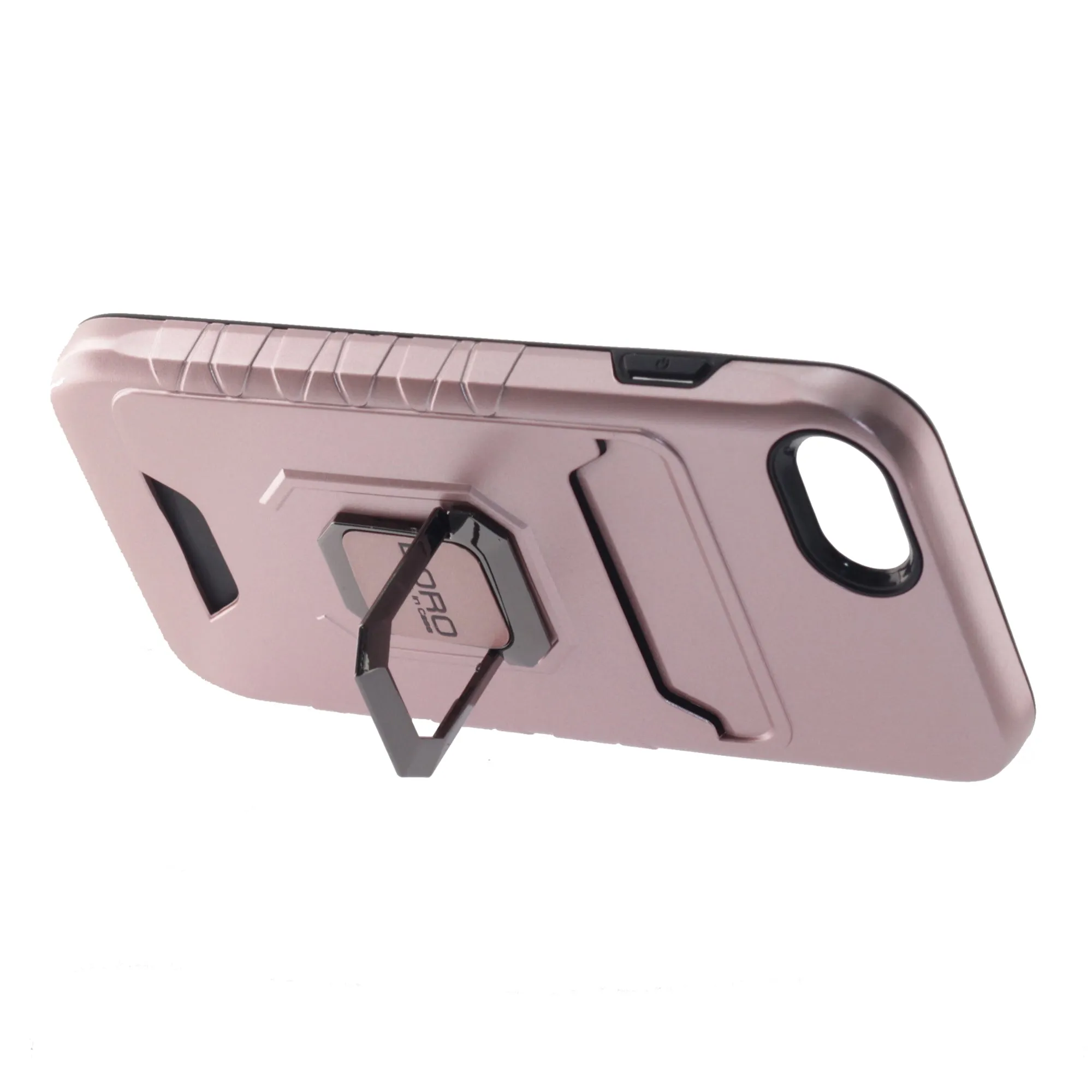 Apple iPhone 6/7/8/Plus Case, (BORO) Magnetic Ring Armor Case with Card Holder, Color Rose Gold