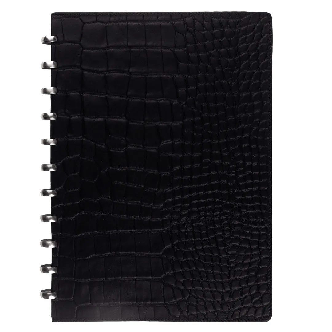 Sure! Black Leather Atoma Pur Croco Notebook 210 x 295 - Large Size