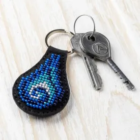 Bead embroidery kit on artificial leather Key ring  FLBB-088