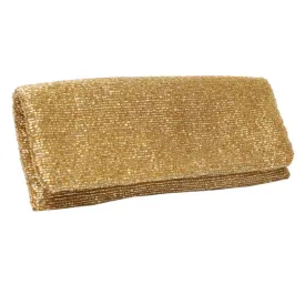 Beaded Gold Fold Over Clutch Purse