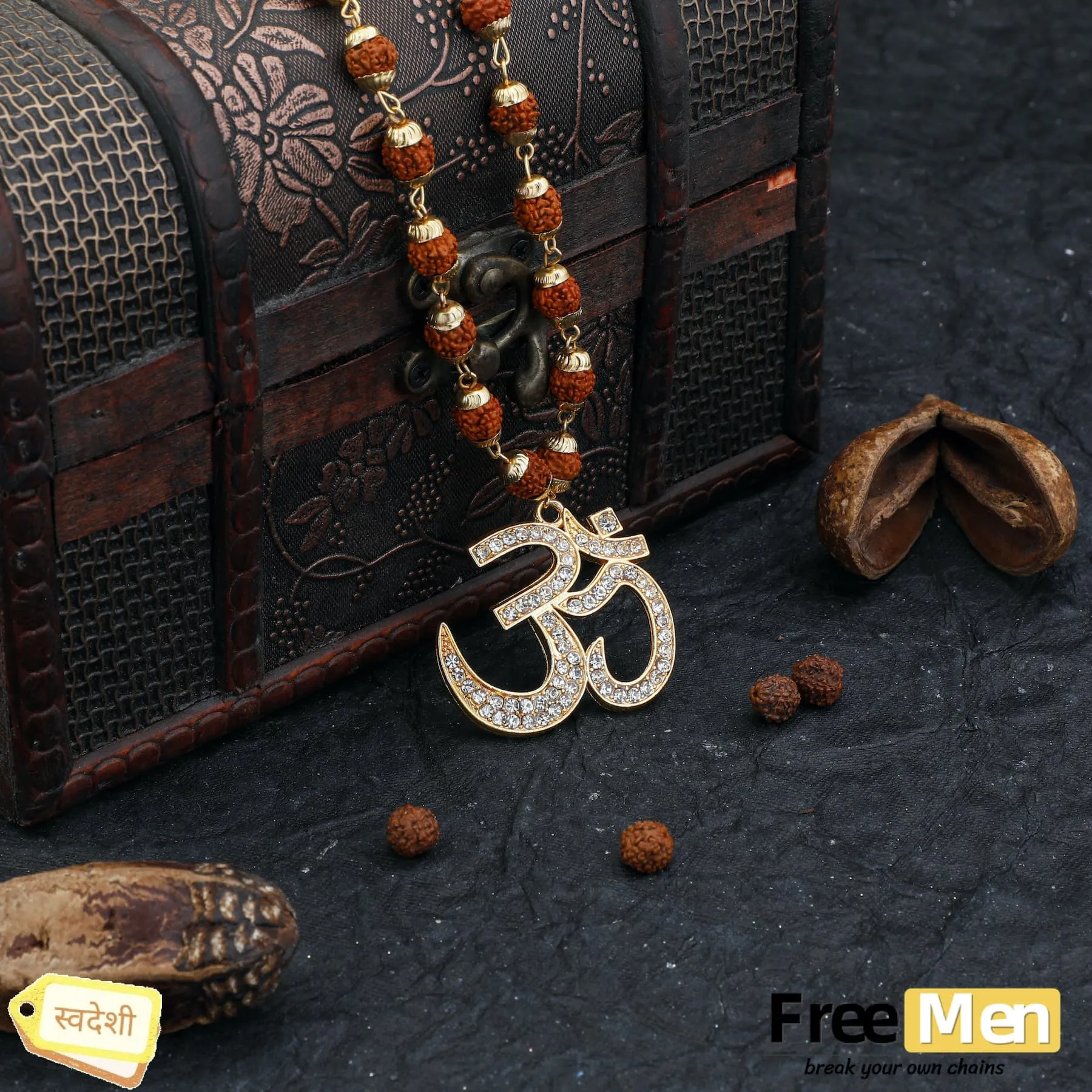 Big OM AD Pendant with Rudraksha