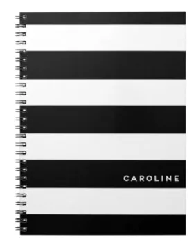 Black and White Stripe Spiral Notebooks